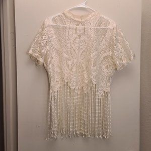 Shein |  Fringe Hem Sheer Lace Top, Size 1X